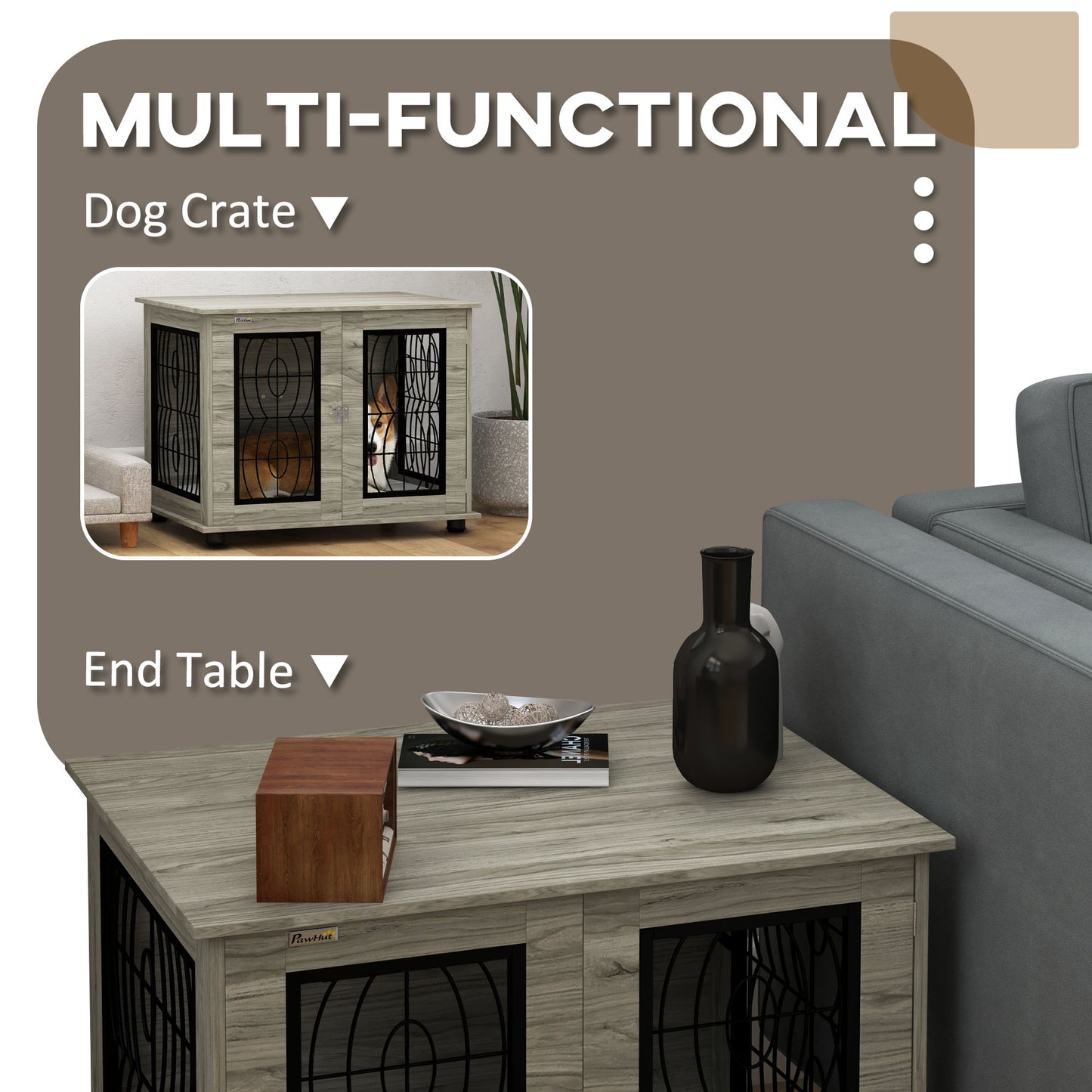 Dog Crate Furniture, End Table for Medium Dogs w/ Cushion
