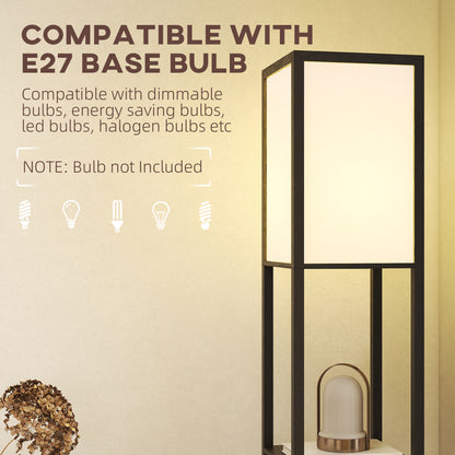 Floor Lamp with 3-Tier Storage Shelf for Home Office, Black