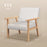 Accent Chair with Wood Frame Wide Seat Linen Armchair Cream White