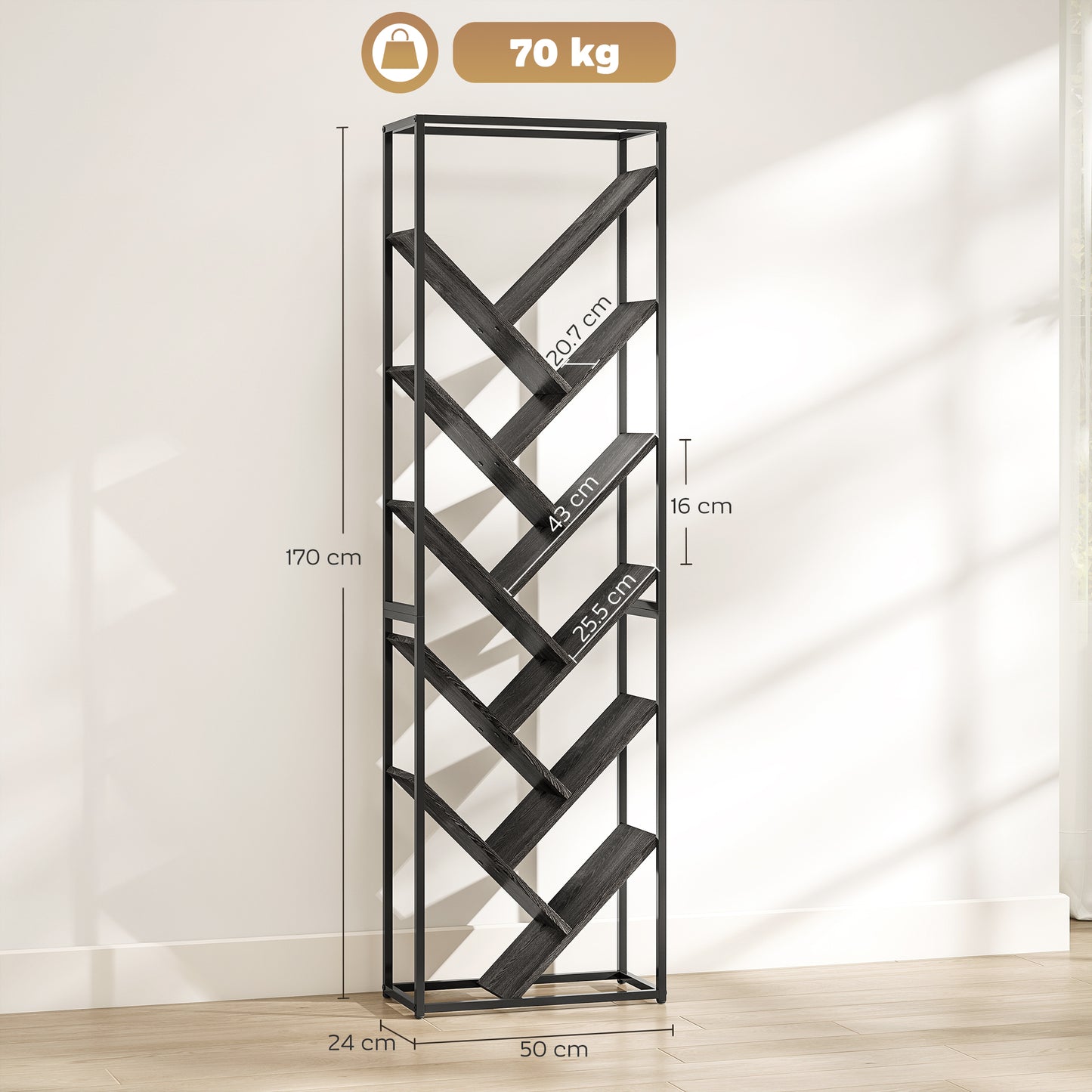 Set of 2 Nesting Side Table with Metal Frame, Rustic Brown