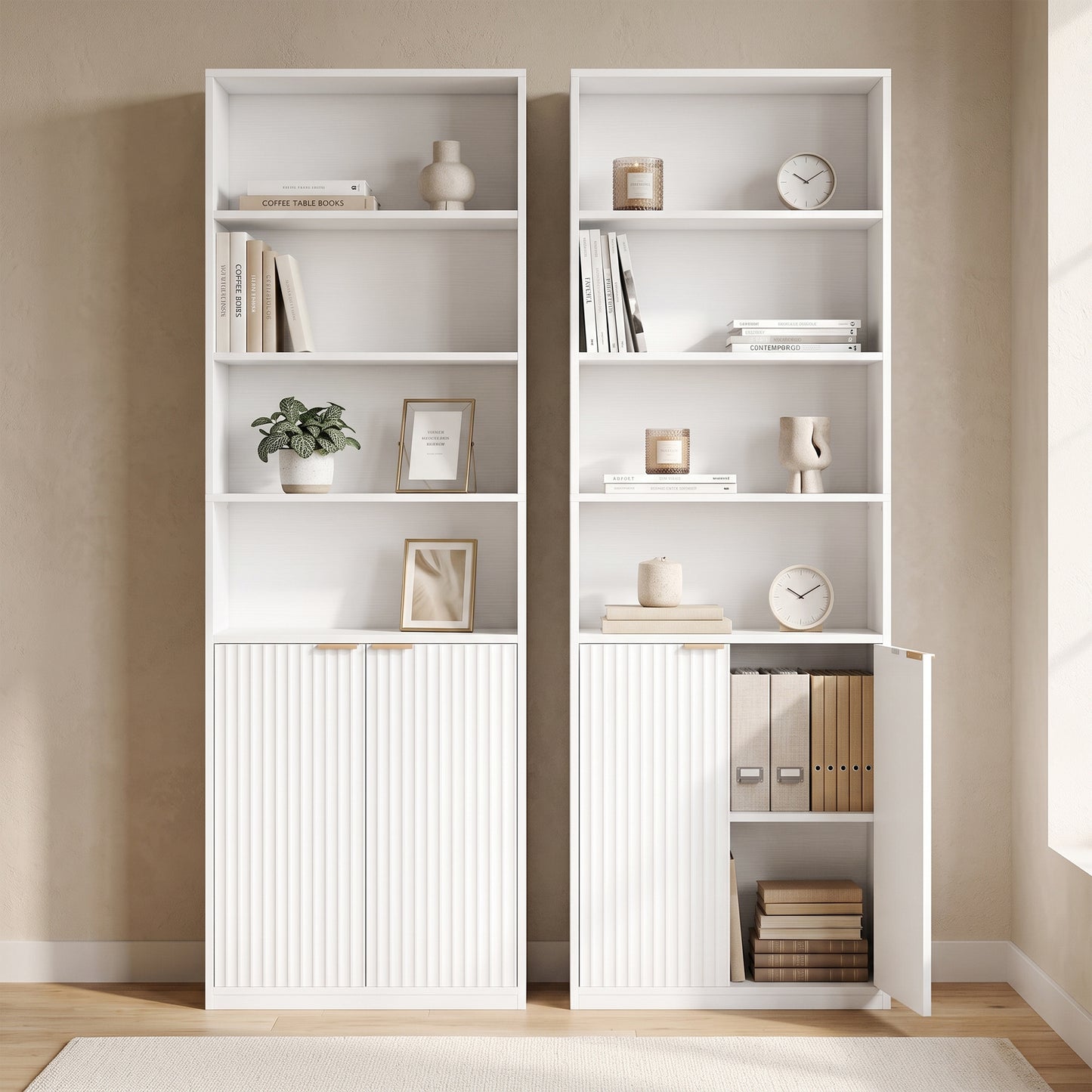 Bookcase with Adjustable Shelf 6-Tier Tall Bookshelf, White