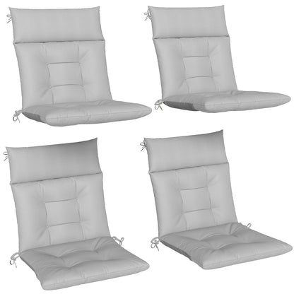 Garden Chair Cushions Set of 4, Waterproof Seat Pads, Light Grey