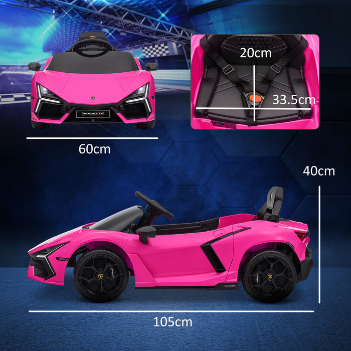 Lamborghini Revuelto Licensed Ride On Car, with Suspension, Pink