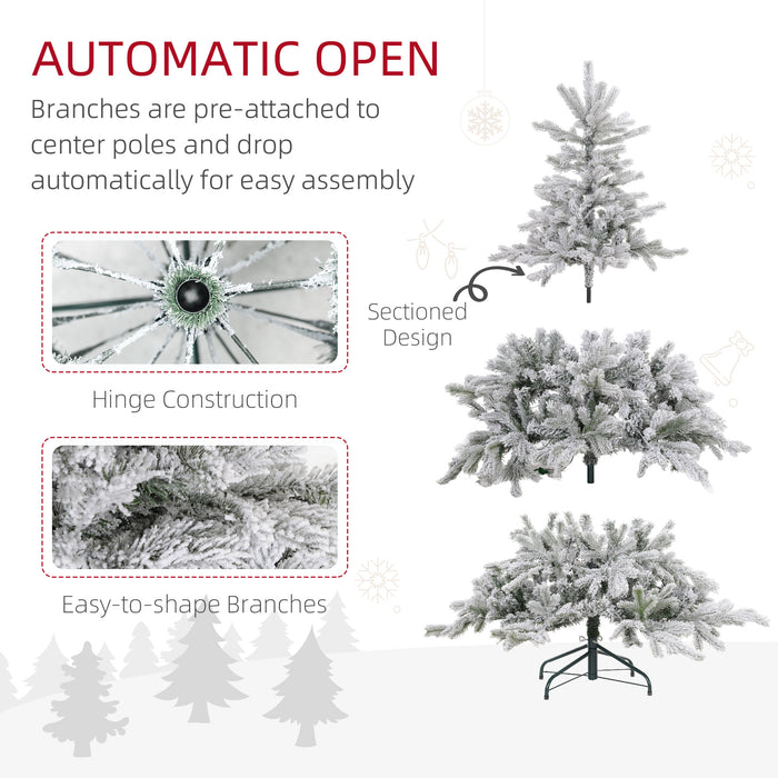 5 Ft Artificial Christmas Tree with Realistic Snow Branches, LED Lights