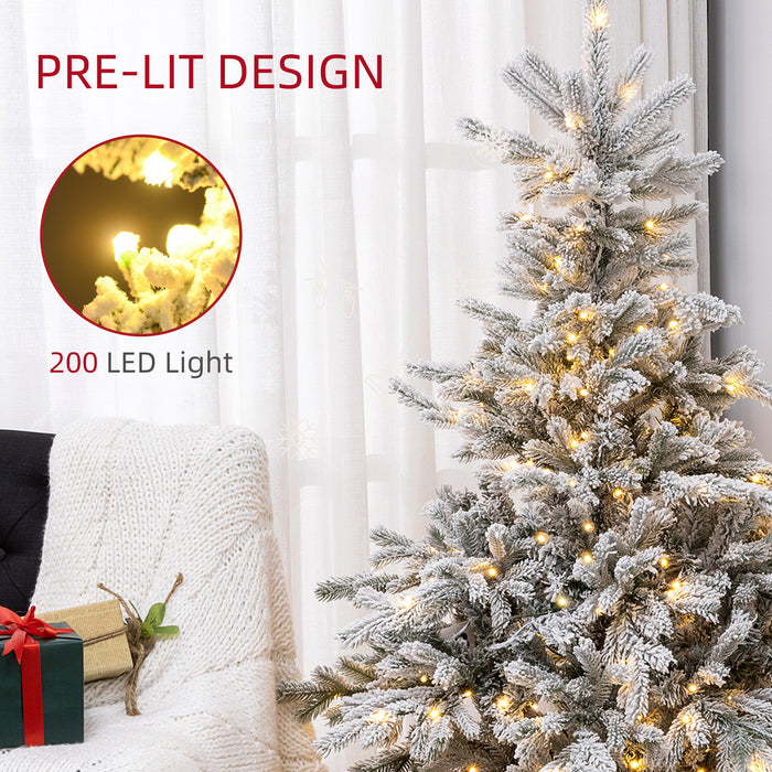 5 Ft Artificial Christmas Tree with Realistic Snow Branches, LED Lights