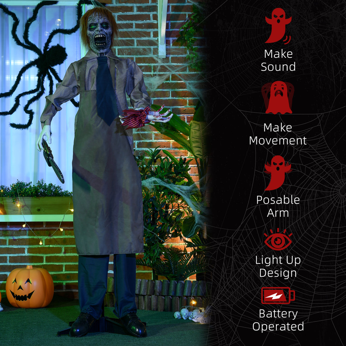 Life Size Outdoor Halloween Decoration Animatronic Chainsaw