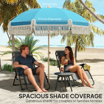 1.7 m Beach Umbrella, Adjustable Height Portable Parasol, Blue