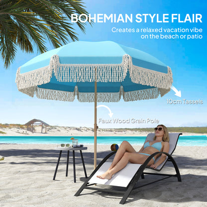 1.7 m Beach Umbrella, Adjustable Height Portable Parasol, Blue