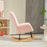 Rocking Chair, Modern Armchair with Backrest for Bedroom, Light Pink