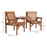 Wooden Garden Love Seat w/ Coffee Table Umbrella Hole, Tan Brown