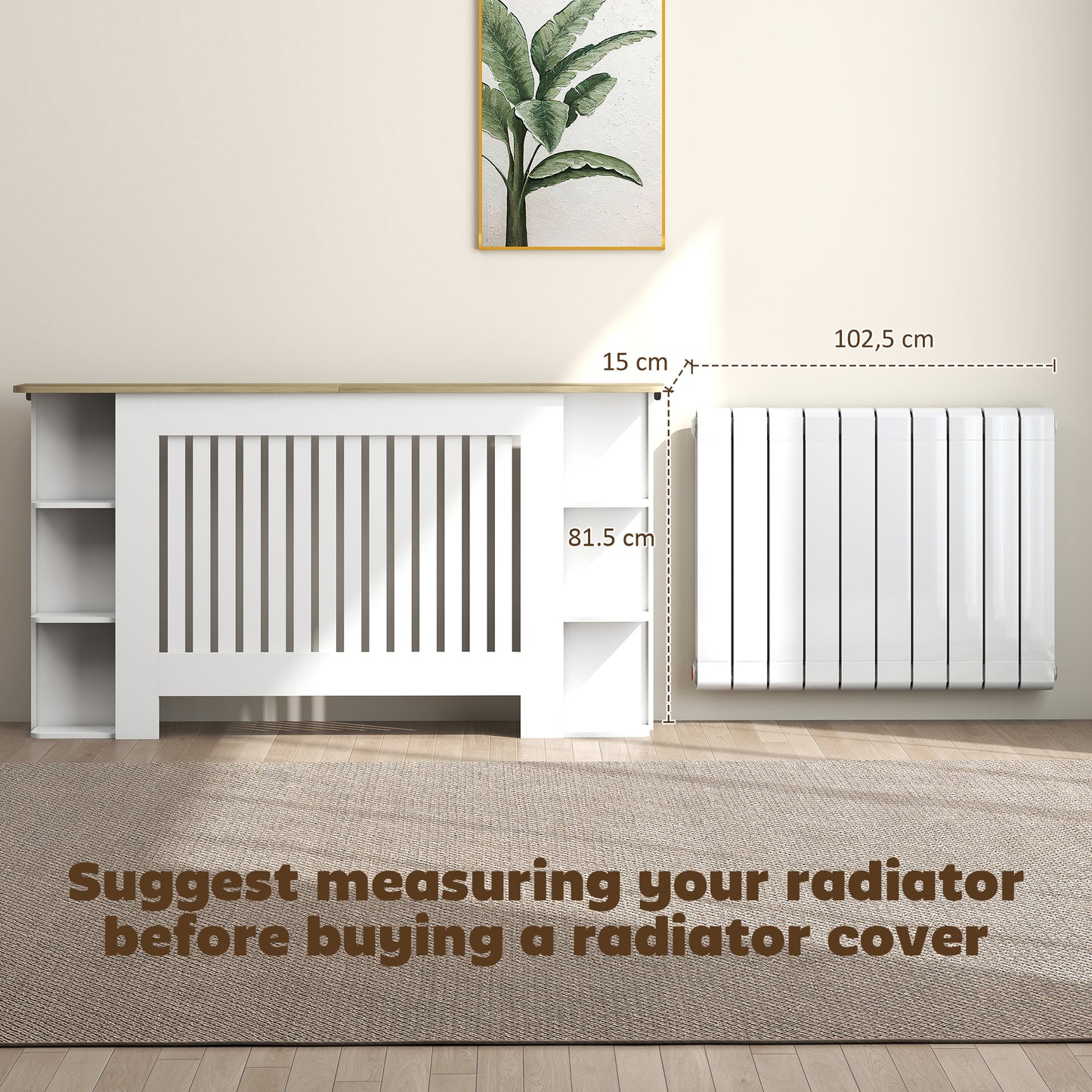 Vertical Slatted Heater Cover for Living Room, Large, White