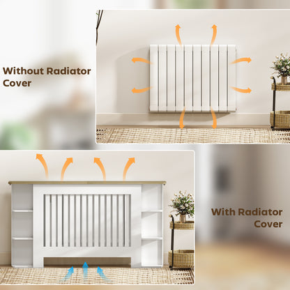 Vertical Slatted Heater Cover for Living Room, Large, White