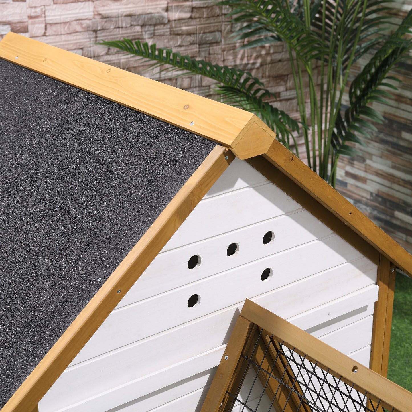 Chicken Coop, Hen House, Wooden Poultry Cage with Outdoor Run, Nesting Box, Removable Tray, Window and Lockable Door, 197 x 93 x 110cm