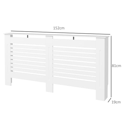 White Painted Radiator Cover Wooden Cabinet Horizontal Slats Modern Style