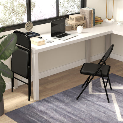 2 Pack Padded Folding Chairs with Cushioned Seat and Metal Frame Black