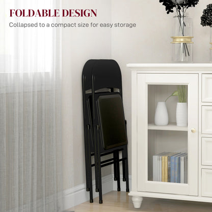 2 Pack Padded Folding Chairs with Cushioned Seat and Metal Frame Black