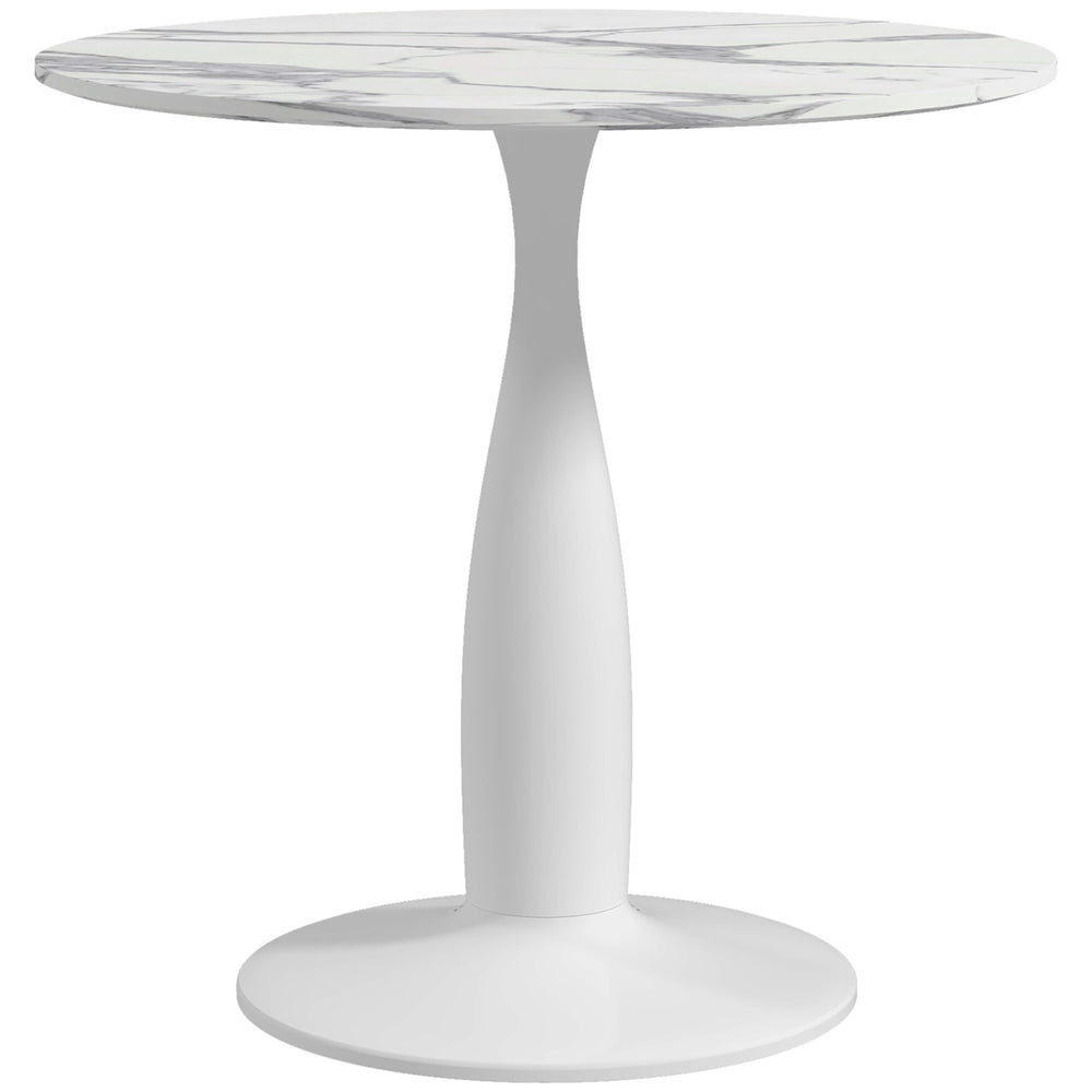 Round Dining Table, Modern Dining Room Table with Steel Base, Non-slip Foot Pad, Space Saving Small Dining Table