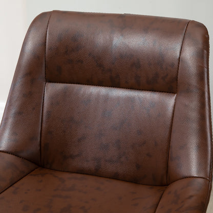 Modern Swivel Bar Stools Set of 2 Adjustable Height PU Bar Chairs Brown