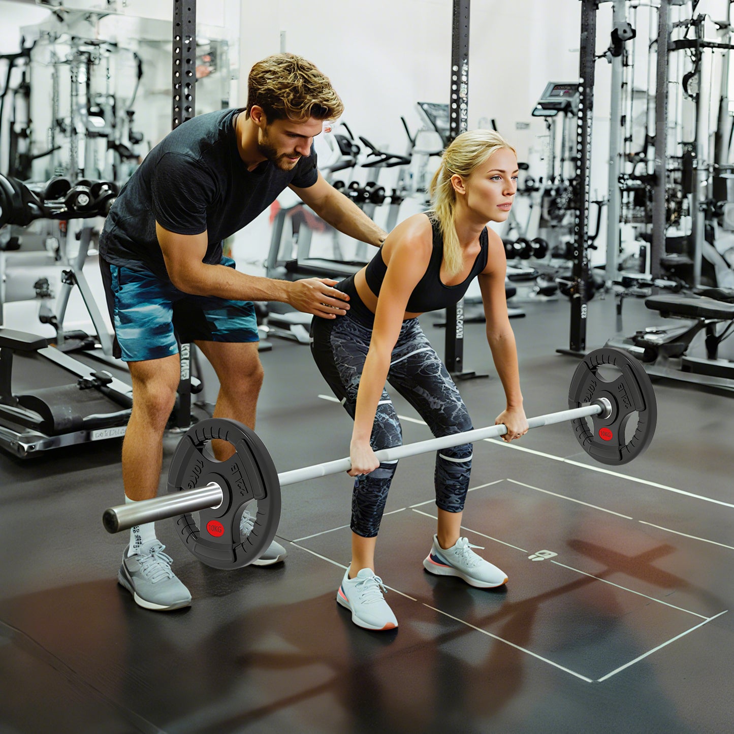 2 x 10kg Olympic Weight Plates, Weight Plate Discs with Tri-Grips