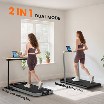 Folding Treadmill Under Desk Walking Pad with 4% Incline, Silver