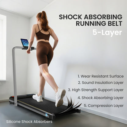 Folding Treadmill Under Desk Walking Pad with 4% Incline, Silver