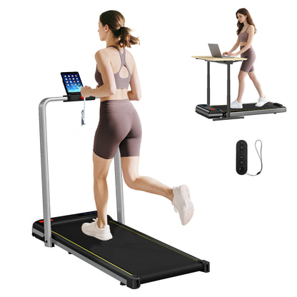 Folding Treadmill Under Desk Walking Pad with 4% Incline, Silver