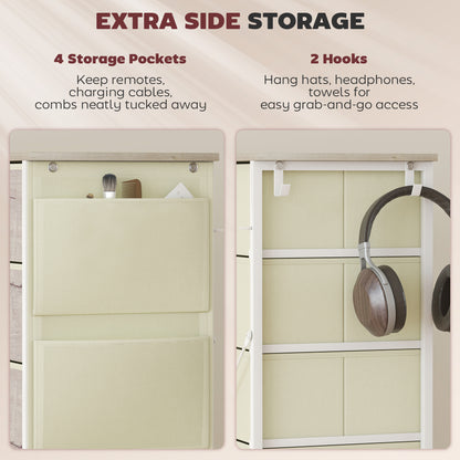 Fabric Chest of Drawers, 10 Drawer Dresser for Bedroom, Natural Wood