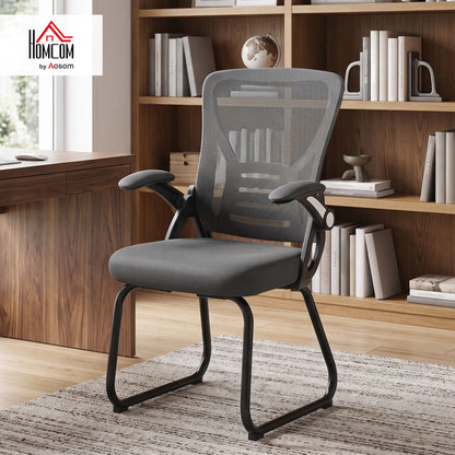 Office Chair with Mesh Backrest and Steel Legs, Dark Grey