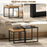 Modern Coffee Table Set Square Nest of Tables for Small Space Black