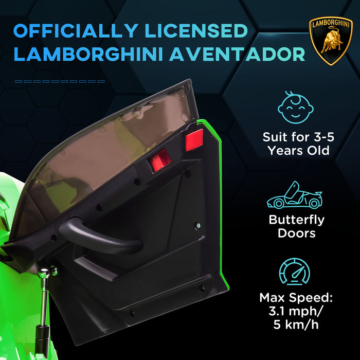 Lamborghini Licensed 12V Kids Electric Car w/ Butterfly Doors, Easy Transport Remote, Music, Horn, Suspension - Green