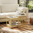 Modern Coffee Table Set of Two w/ Steel Frame Marble-Effect Gold Tone