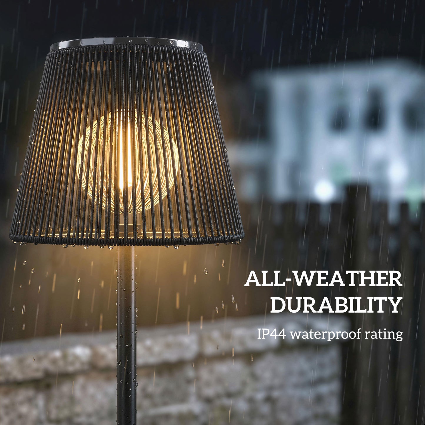 Outdoor Solar Floor Lamp, Rechargeable Floor Lamp, Black