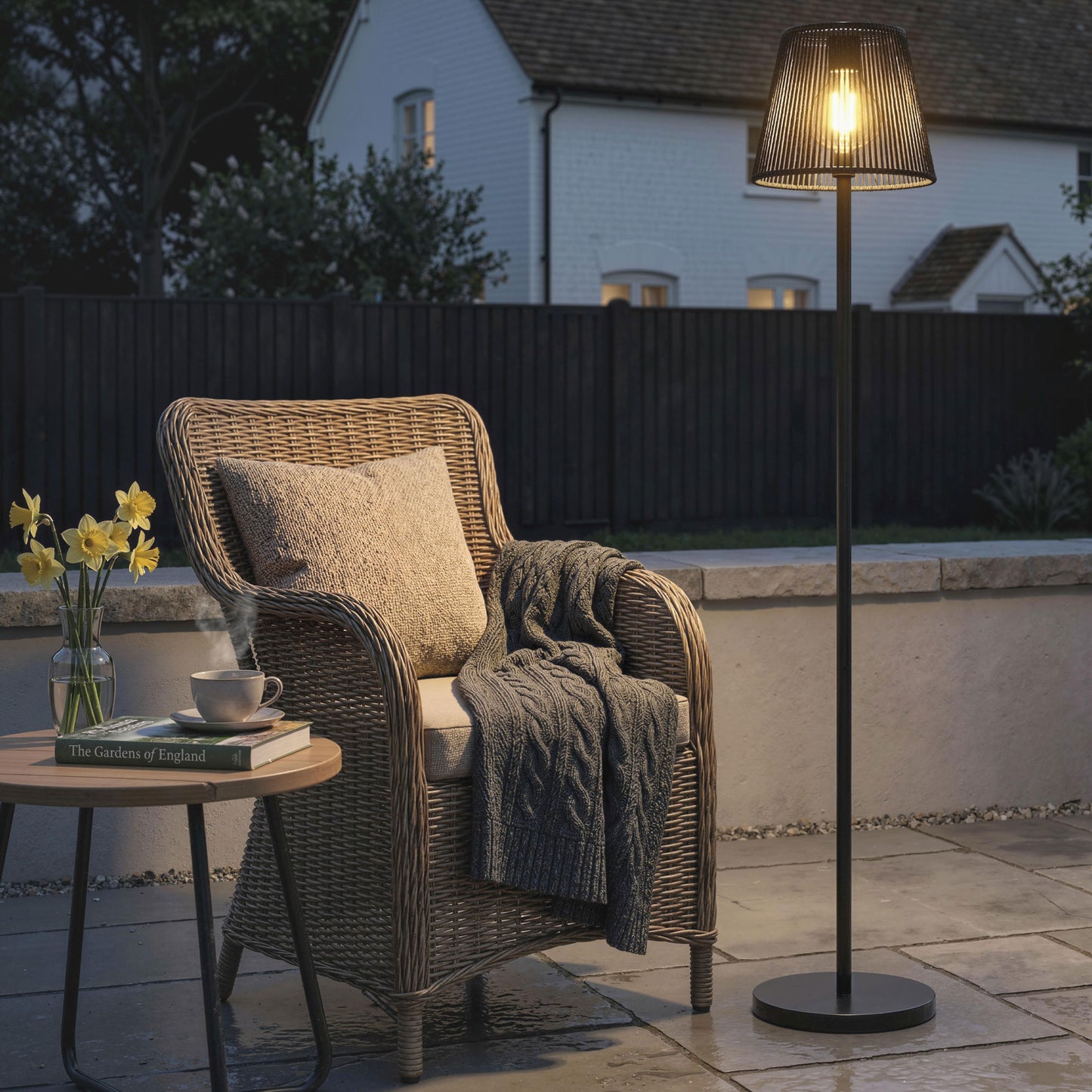 Outdoor Solar Floor Lamp, Rechargeable Floor Lamp, Black