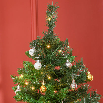 6ft Pre-Lit Artificial Christmas Tree with 200 Warm White LEDs & Baubles