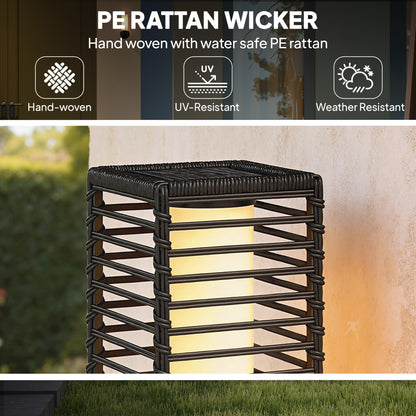 Garden Rattan Lamp, 68 cm Solar Rattan Floor Lamp with Auto On/Off