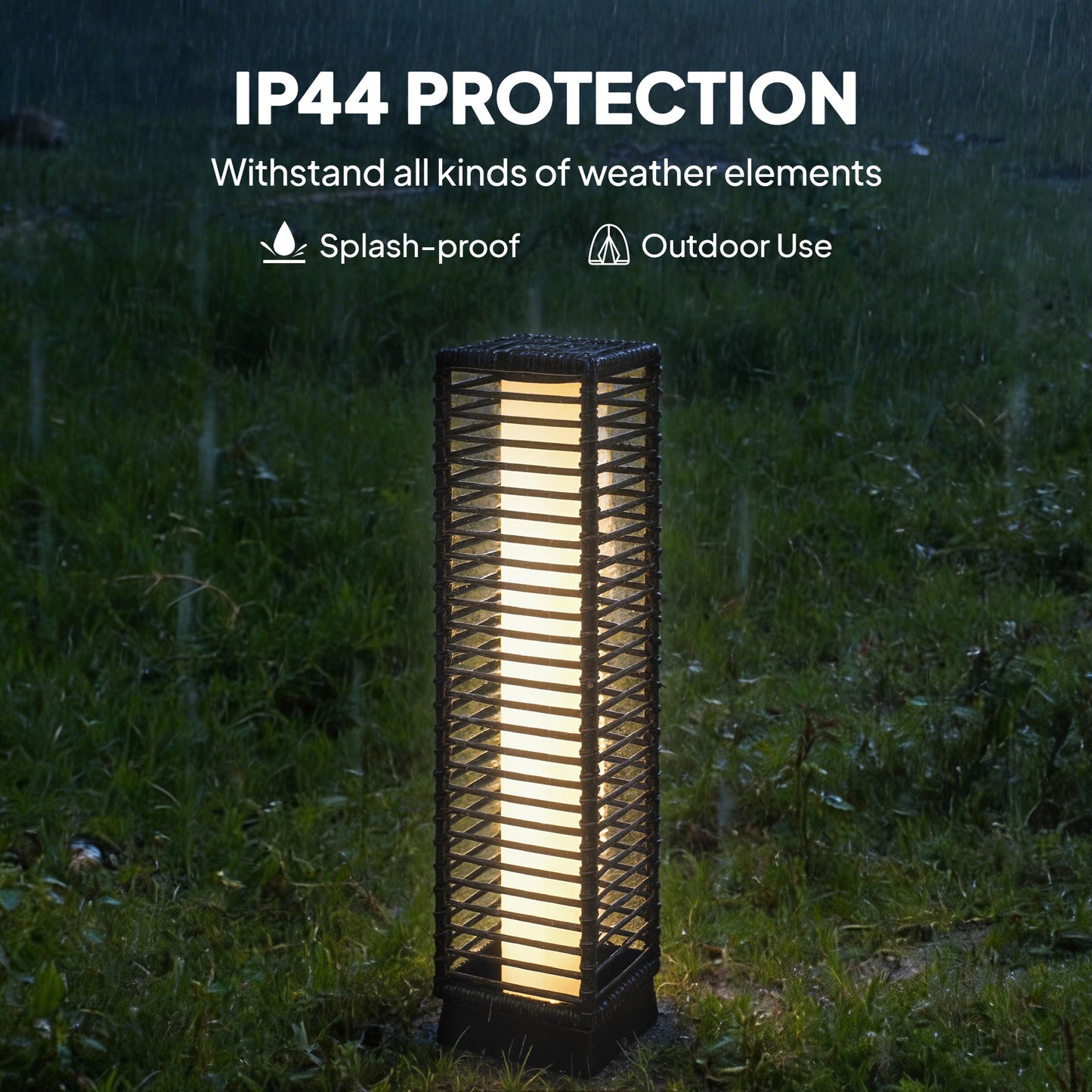 Garden Rattan Lamp, 68 cm Solar Rattan Floor Lamp with Auto On/Off