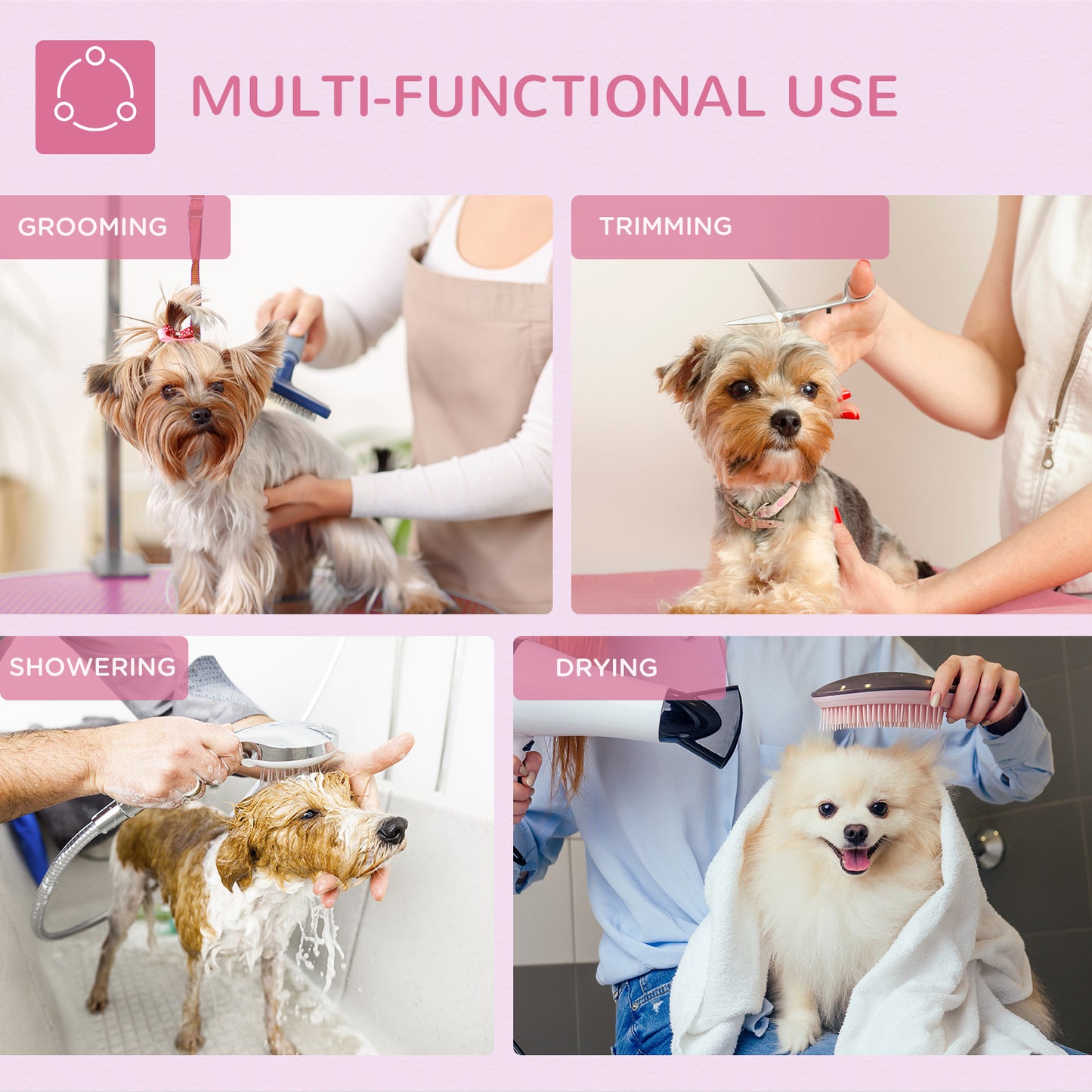 PawHut Foldable Dog Grooming Table Adjustable Arm 81x49x80 cm