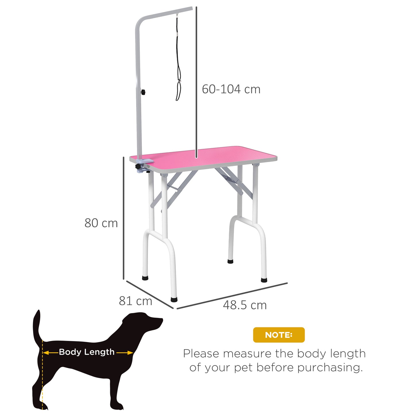 PawHut Foldable Dog Grooming Table Adjustable Arm 81x49x80 cm