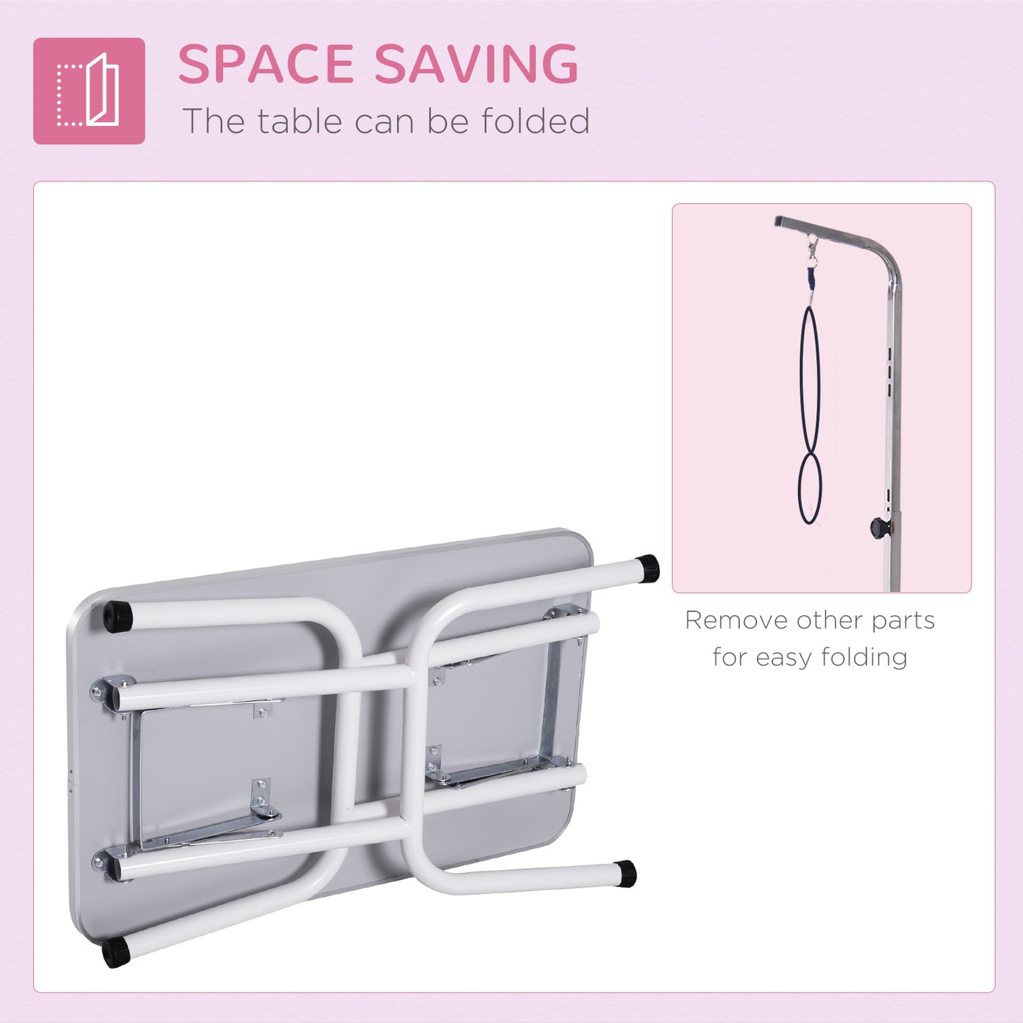 PawHut Foldable Dog Grooming Table Adjustable Arm 81x49x80 cm