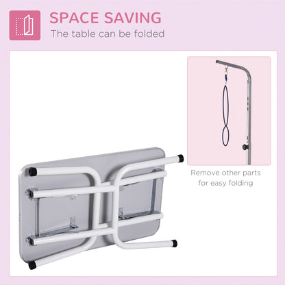 PawHut Foldable Dog Grooming Table Adjustable Arm 81x49x80 cm