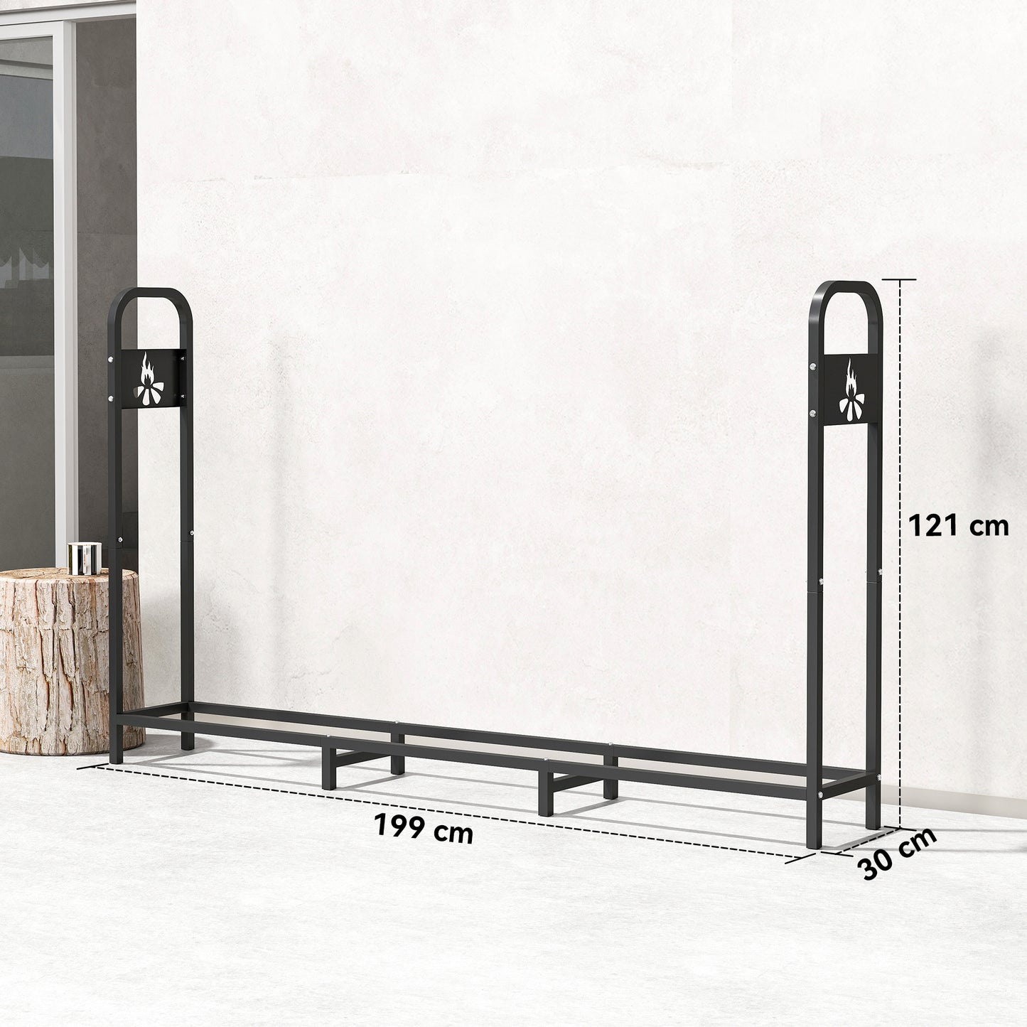 Steel Firewood Log Rack, 300 kg Indoor Outdoor Fireplace Log Holder