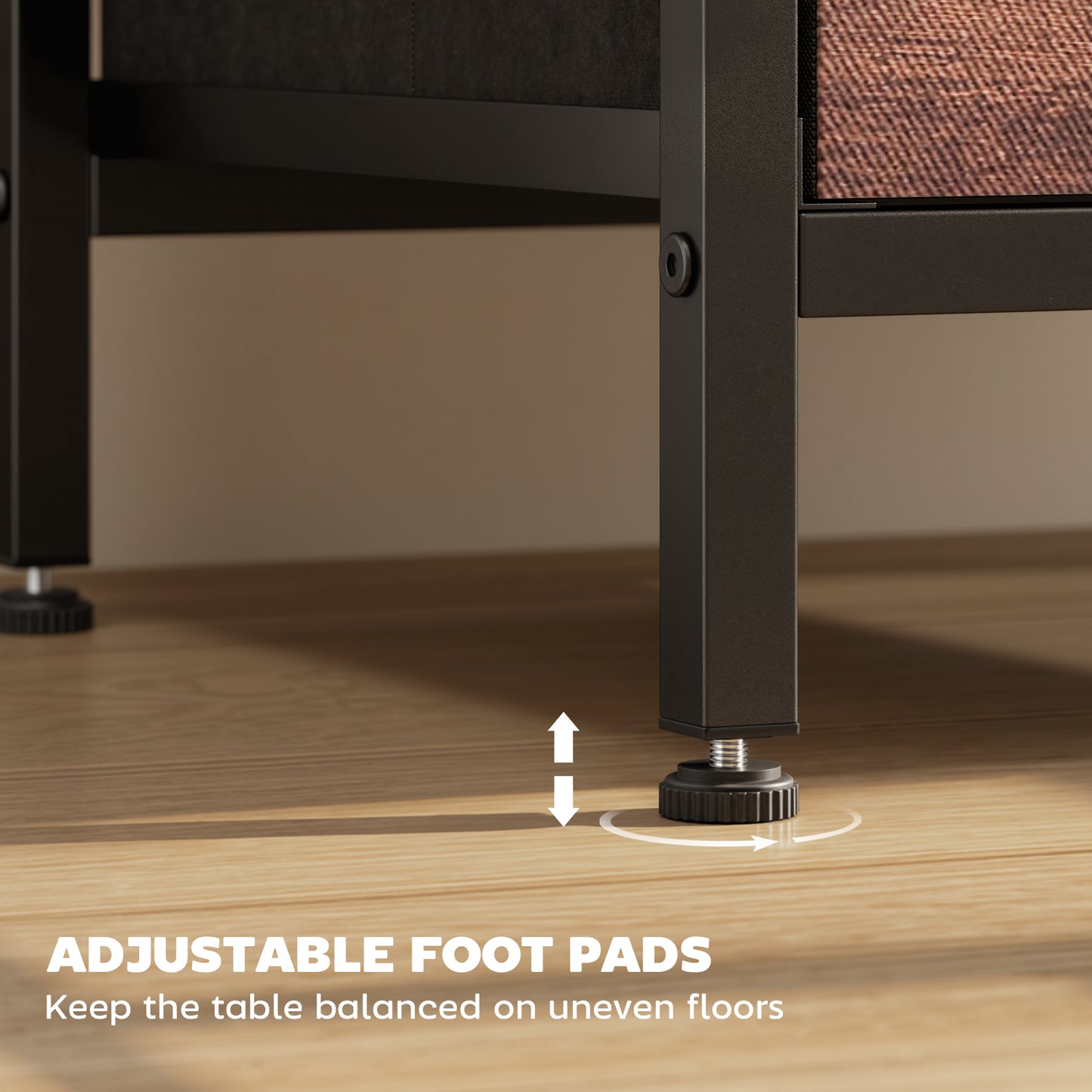 Slim Side Table with Charging Station, Bedside Table, Rustic Brown