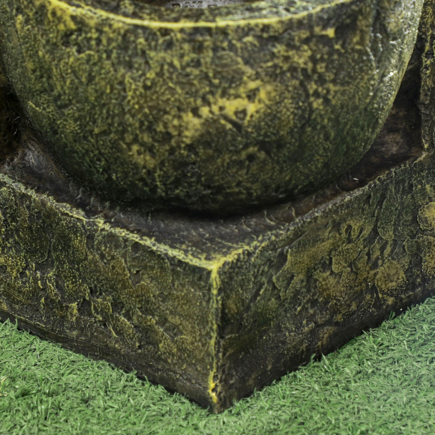 Garden Water Feature Waterfall Fountain with 4-Tier Stone Look Bowls, Adjustable Flow, Black and Yellow