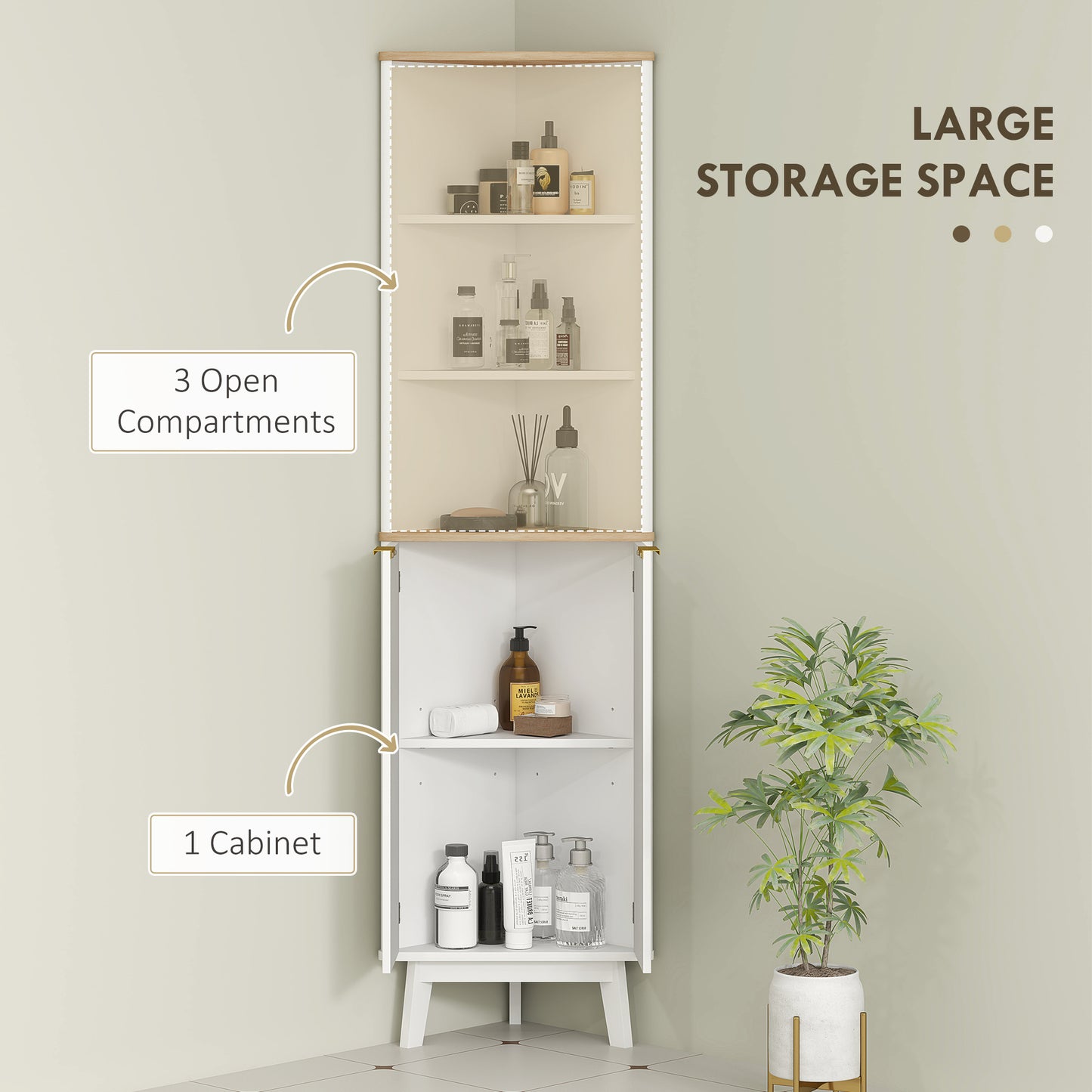 Slim Bathroom Storage Unit, Bathroom Cabinet with Doors, White