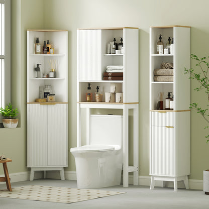 Slim Bathroom Storage Unit, Bathroom Cabinet with Doors, White