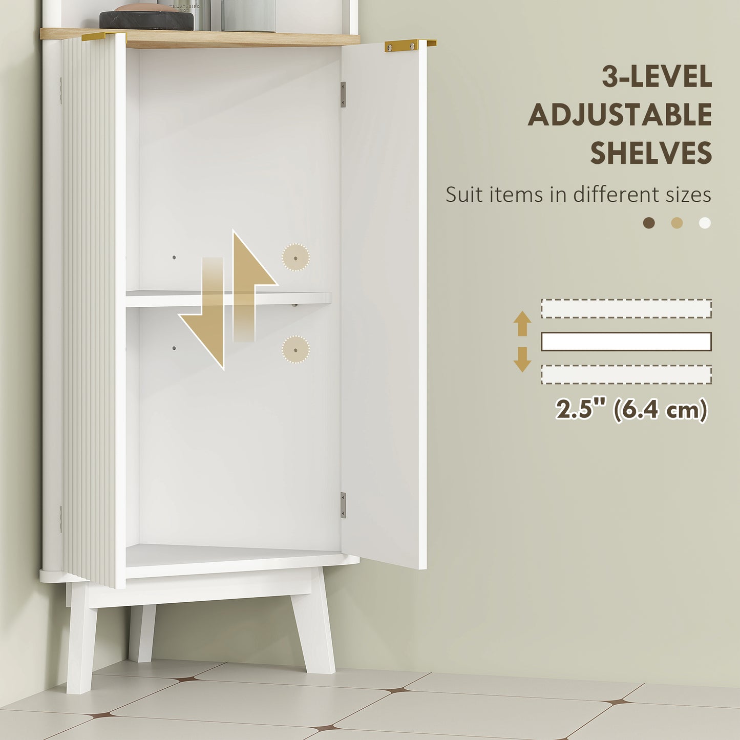 Slim Bathroom Storage Unit, Bathroom Cabinet with Doors, White