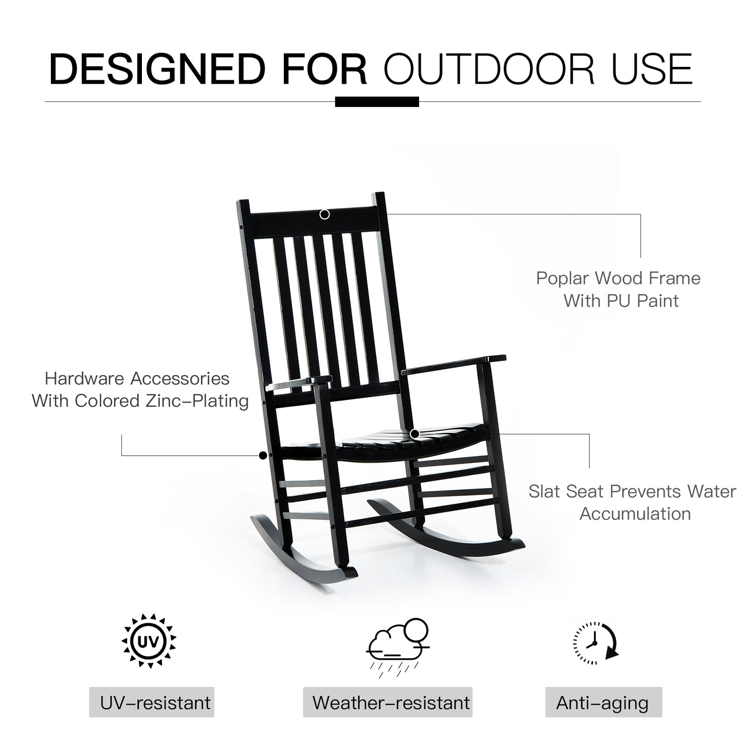 Wooden Garden Rocking Chair Outdoor Furniture Deck Armchair Patio Swing