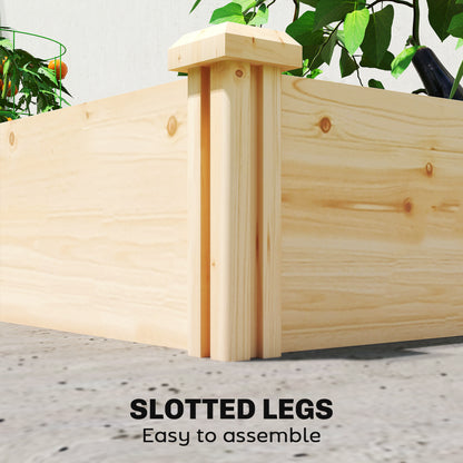 Raised Garden Bed, Wooden Planter Box with Divider and Open Bottom