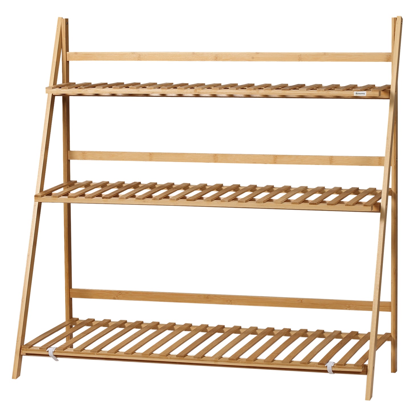 3-Tier Folding Bamboo Plant Stand Display Rack for Indoor & Outdoor