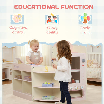 Kids Grocery Store, Pretend Play Shop with Cash Register, Pink